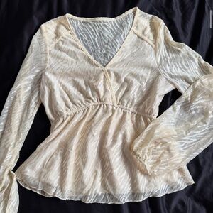 Elegant Cream V-Neck Women's Top